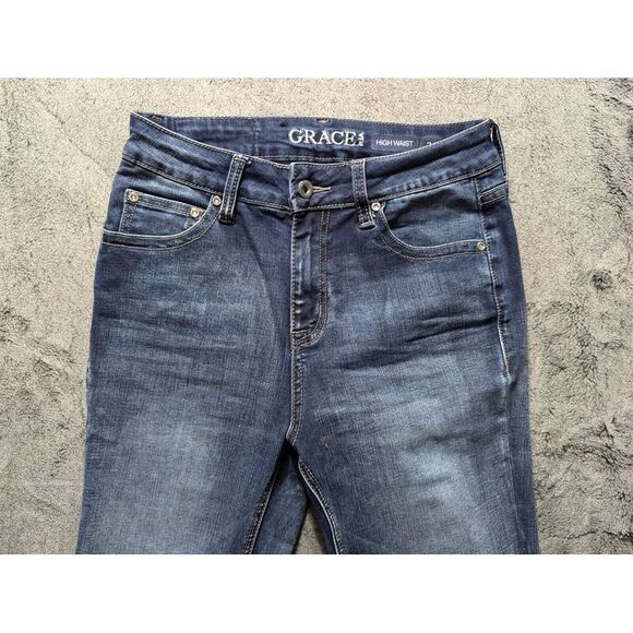Grace In LA High Waist Skinny Jeans Women's Size 26 Medium Wash - Picture 2 of 13